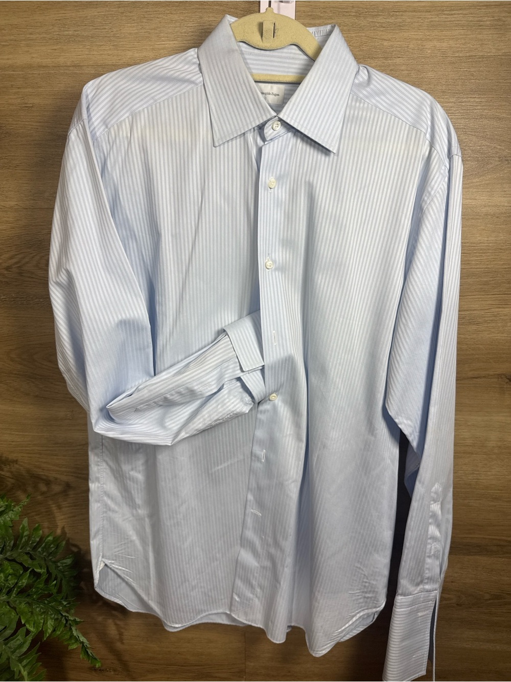 Classic Men's Light Blue Stripe Dress Shirt